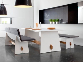 stół prostokątny z hpl; designerskie meble do jadalni; designerski stół